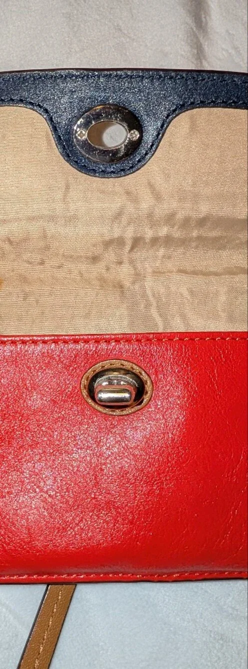 COACH Park Dylan Color Block leather Swingpack Crossbody Bag Wallet Blue Red GUC